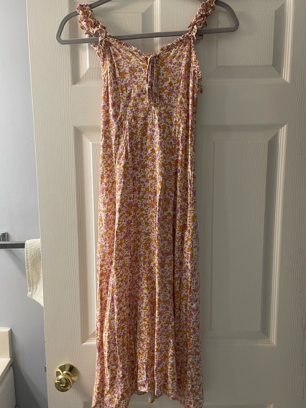 XS Floral Midi Sundress, Pink and orange